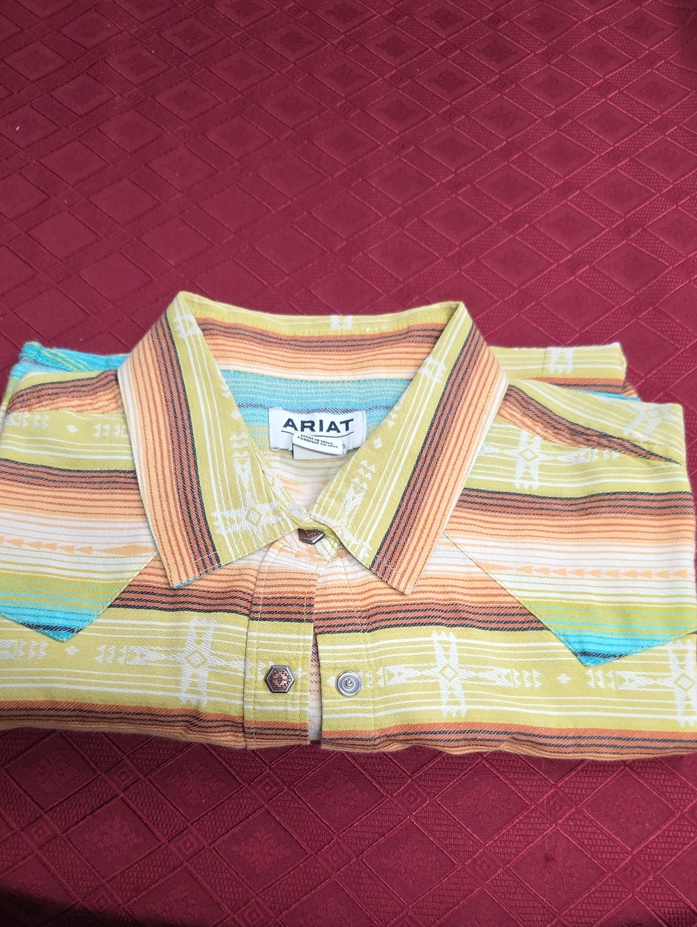 Ariat Womens Yellow Striped Button-Up Shirt